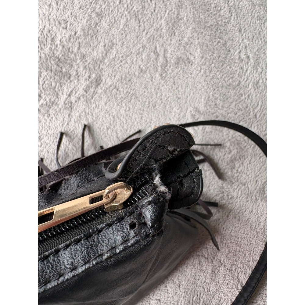 Rue21 Womens Crossbody Bag Small Black Faux Leather Fringe Western Boho Festival - Picture 11 of 14